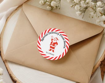 Printable Santa Gift Tags, Editable Christmas Gift Label Template, Special Delivery Stickers, Holiday Labels
