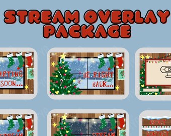 Christmas Animated Twitch Scene Overlay Package, Aesthetic Setup Christmas Cozy Santa Festive Xmas Cabin | Starting Soon | BRB | Panels