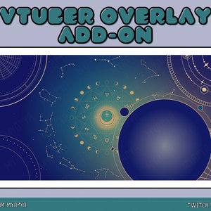 Vtuber Celestial Astrology Animated Scene Overlay Package Add-on for Twitch, Aesthetic Cute Setup Celestial | Starting Soon | BRB | Panels