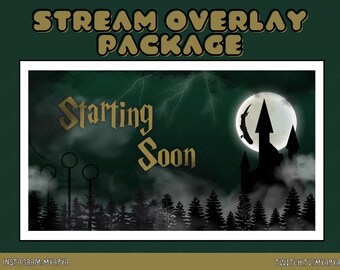 Dark Wizard Magical Animated Scene Overlay Package for Twitch, Aesthetic Cute Setup Witch Magic | Starting Soon | BRB | Panels
