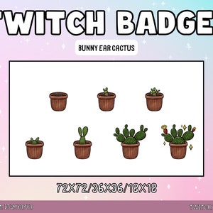 Cactus Twitch Sub/Bit Badges Package | Emojis | Emotes | Channel Art - Cute Kawaii Vibrant Succulent Botanical Growing Plant Badge Set