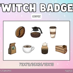 Coffee Twitch Badges, Kawaii Sub Badges, Cozy Cafe Discord Emotes, Cute Coffee Twitch Assets, Beverages Badge Set for Streamers, Cafe Bit