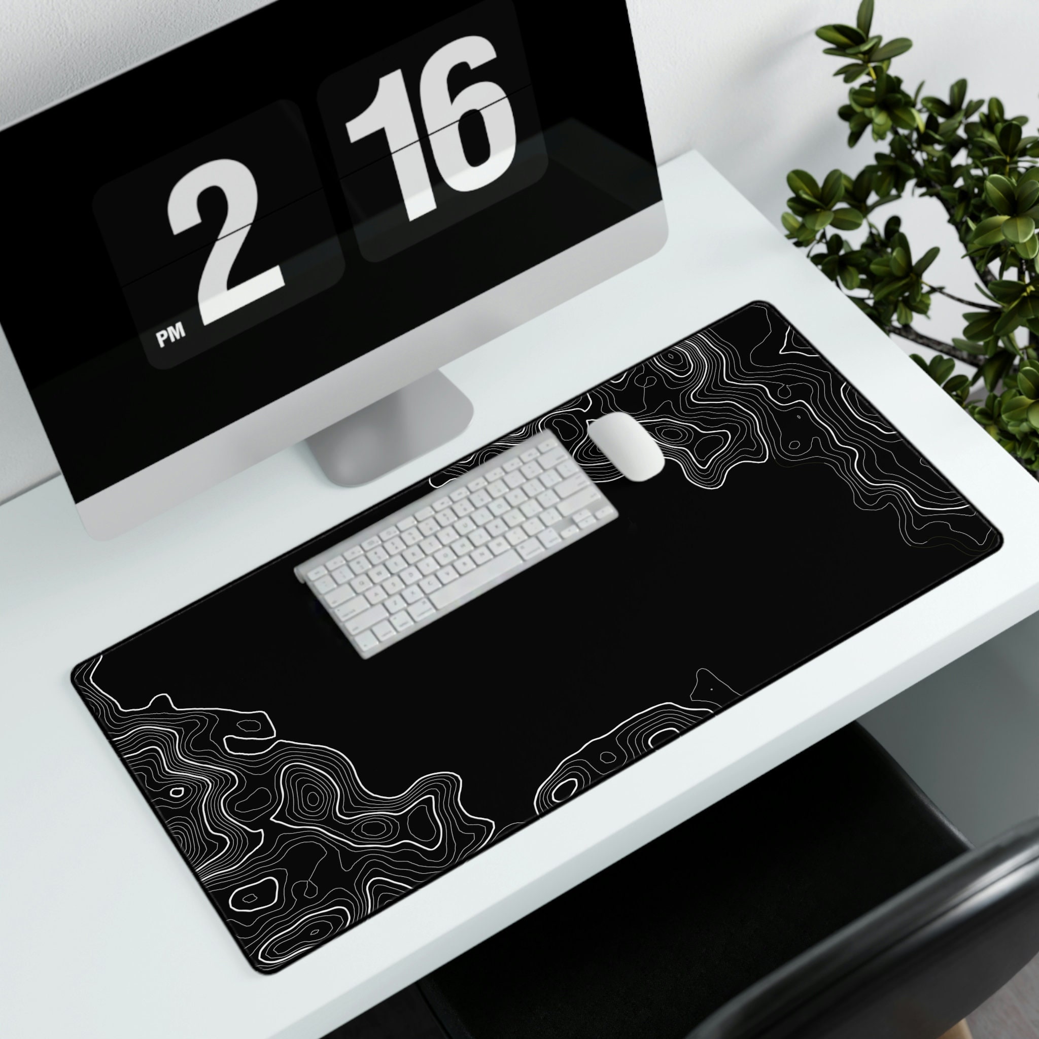 White Marble Desk Mat, Large Desk Pad, Big Gaming Mousepad 10x16