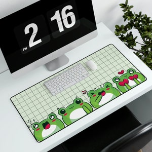 Froggy Kawaii XXL Mouse Mat / Frogs / Green / Anime Desk Mat / Large Mouse Pad / Mechanical Keyboard / Game/ Home Office