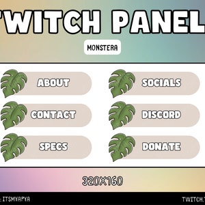Paquet de panneaux Monstera Twitch | Émojis | Émotes | Channel Art - Ensemble de panneaux de plantes en croissance botanique Cute Kawaii Vibrant Monstera