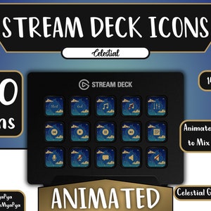 Stream Deck Icons Set + Bildschirmschoner. 100 Gradient Icon Pack für Elgato Stream Deck. Himmlische blaue Symbole.