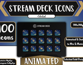 Stream Deck icons set + Screensavers. 100 Gradient Icon Pack for Elgato Stream Deck. Celestial Blue icons.