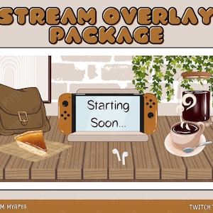 Cozy Cafe Lofi Animierte Twitch Szene Overlay Paket, Ästhetisches Setup Cute Cosy Fall Setup Switch Cafe Plants | Bald | BRB | Panels