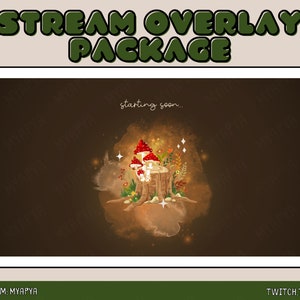 Cozy Mushroom Animated Twitch Scene Overlay Package, Aesthetic Setup Cute Cosy Fall setup Magic Mushroom | Starting Soon | BRB | Panels