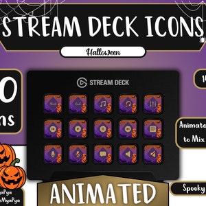 Puede incluir: Un conjunto de 100 iconos animados y estáticos de Halloween para Stream Deck. Los iconos presentan un diseño espeluznante con calabazas, murciélagos y otros elementos de Halloween. Los iconos tienen un tamaño de 144x144 píxeles.
