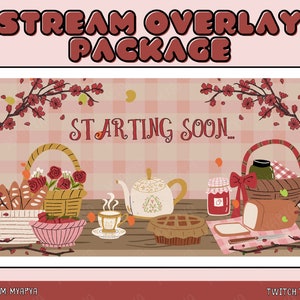Cottagecore Lofi Animated Twitch Scene Overlay Package, Aesthetic Setup Cute Cosy Fall Afternoon tea | Starting Soon | BRB | Panels