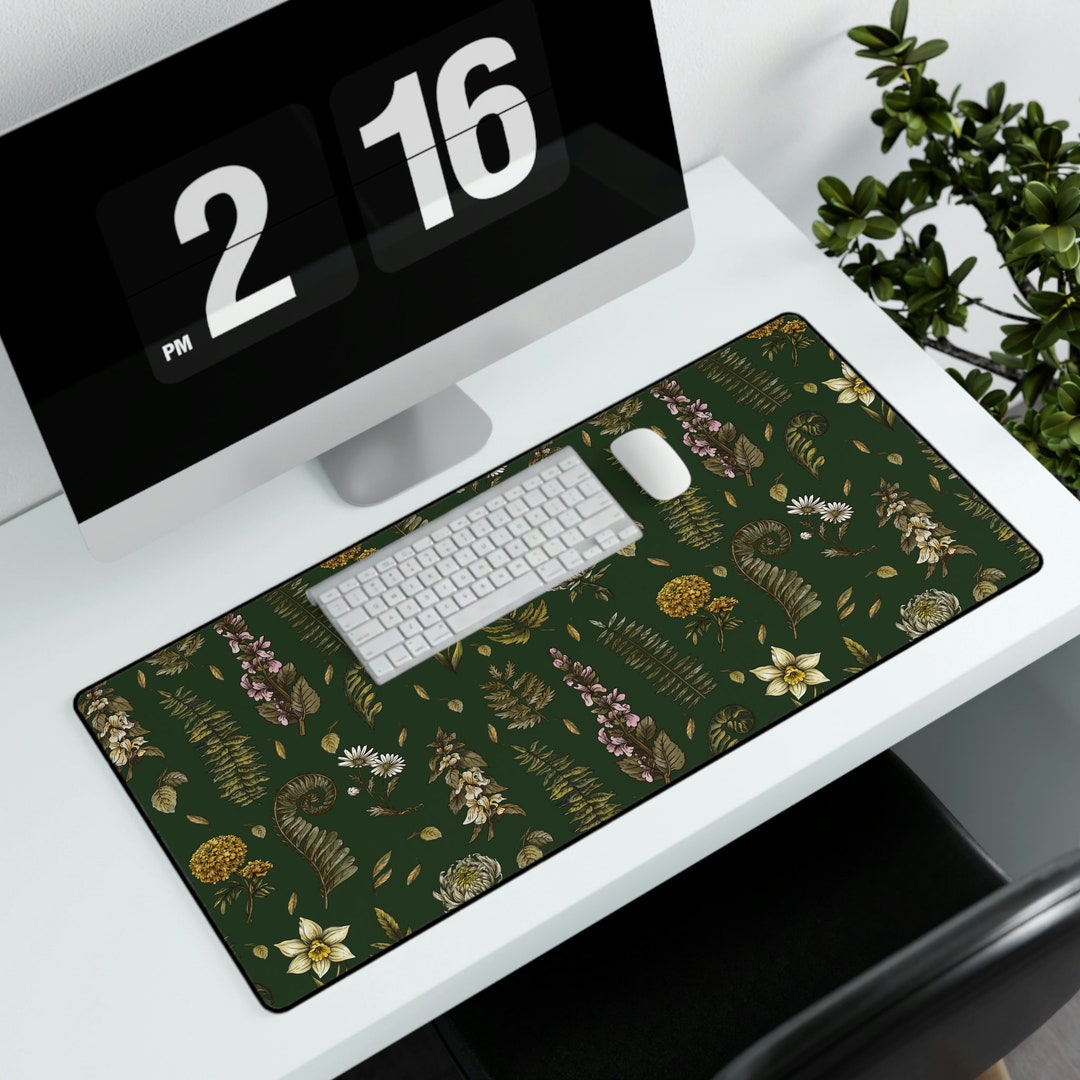 Woodland XXL Mouse Mat / Plant / Botanical / Green Whimsical Desk Mat ...