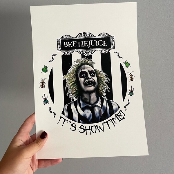 Recorte De Cartón Beetlejuice - Altura 195 Cm, Decoración Halloween