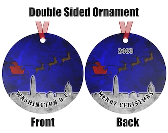 Washington DC City Skyline Travel Christmas Ornament 2023 | Personalization Available