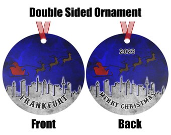 Frankfurt Skyline Christmas Ornament 2023 | Personalization Available