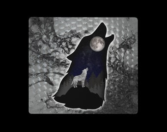 Howling Wolf Silhouette Gaming Mouse Pad | 3 Colors Available