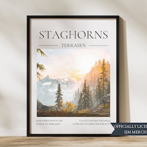 Staghorn Mountains, Official SJM Merchandise, Throne of Glass Wall Art, Terrasen Poster, Aelin Galathynius, Lord of the North, Fireheart
