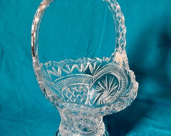 Vintage Glas von Marion Crystal Basket Bowl Sunburst