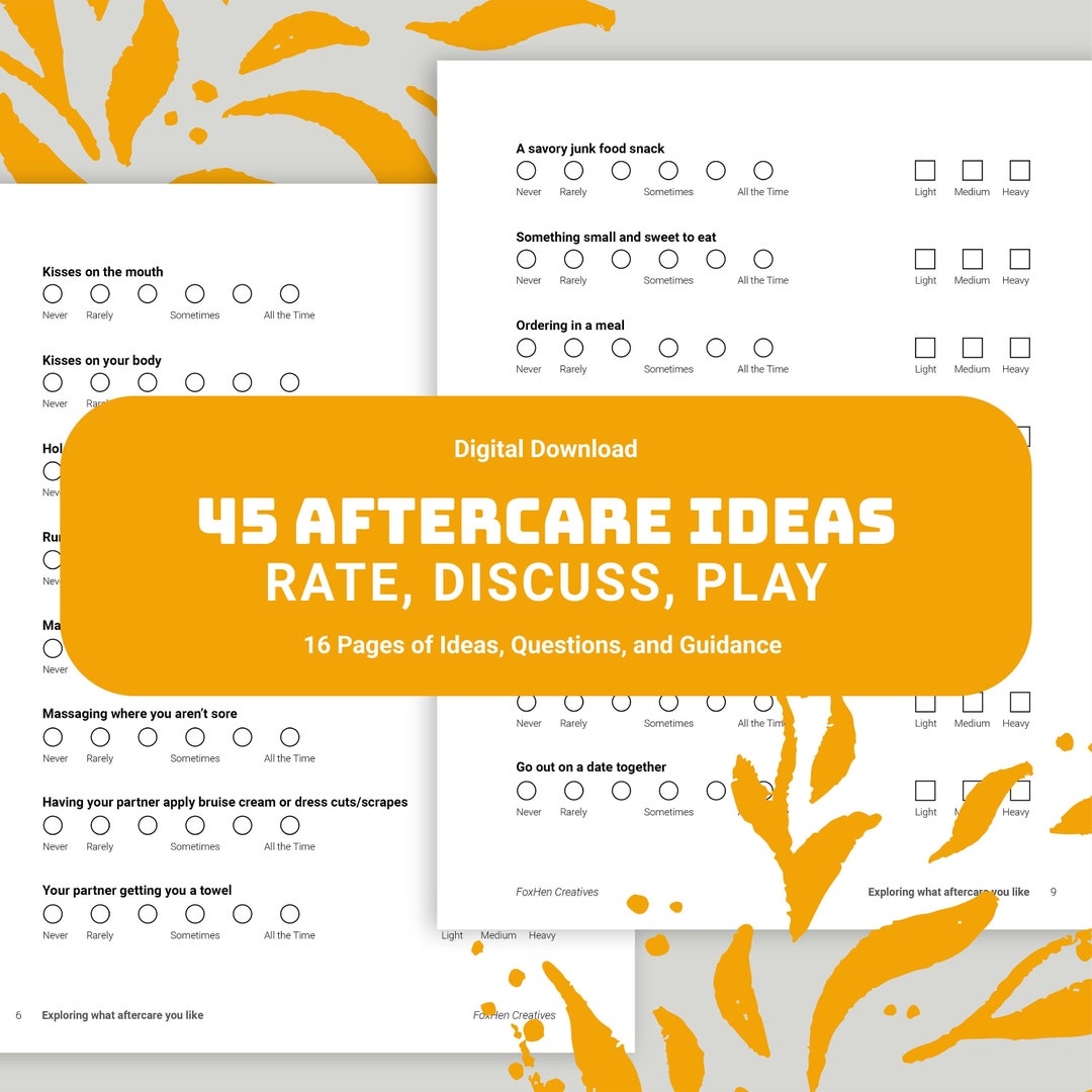 Printable Aftercare Workbook for Relationships and Kinky Play Etsy