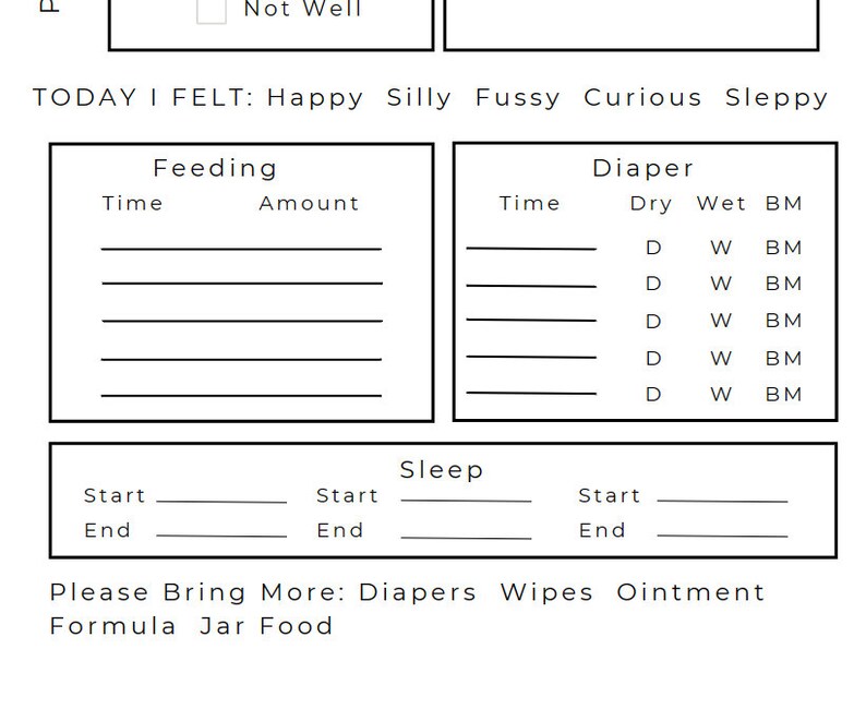 Infant Daily Report - Etsy