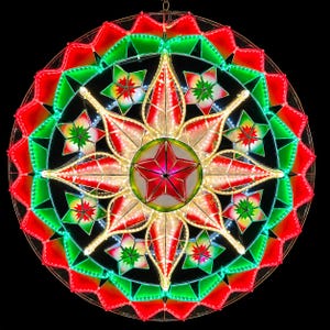 Tala Starlight Capiz Parol – Colored LED Christmas Star Lantern | Authentic Handmade Capiz Shell Decor