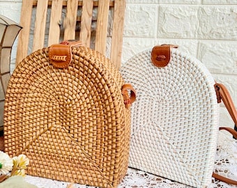 Hand Woven Rattan Crossbody Bag – Bali Boho Summer Bag