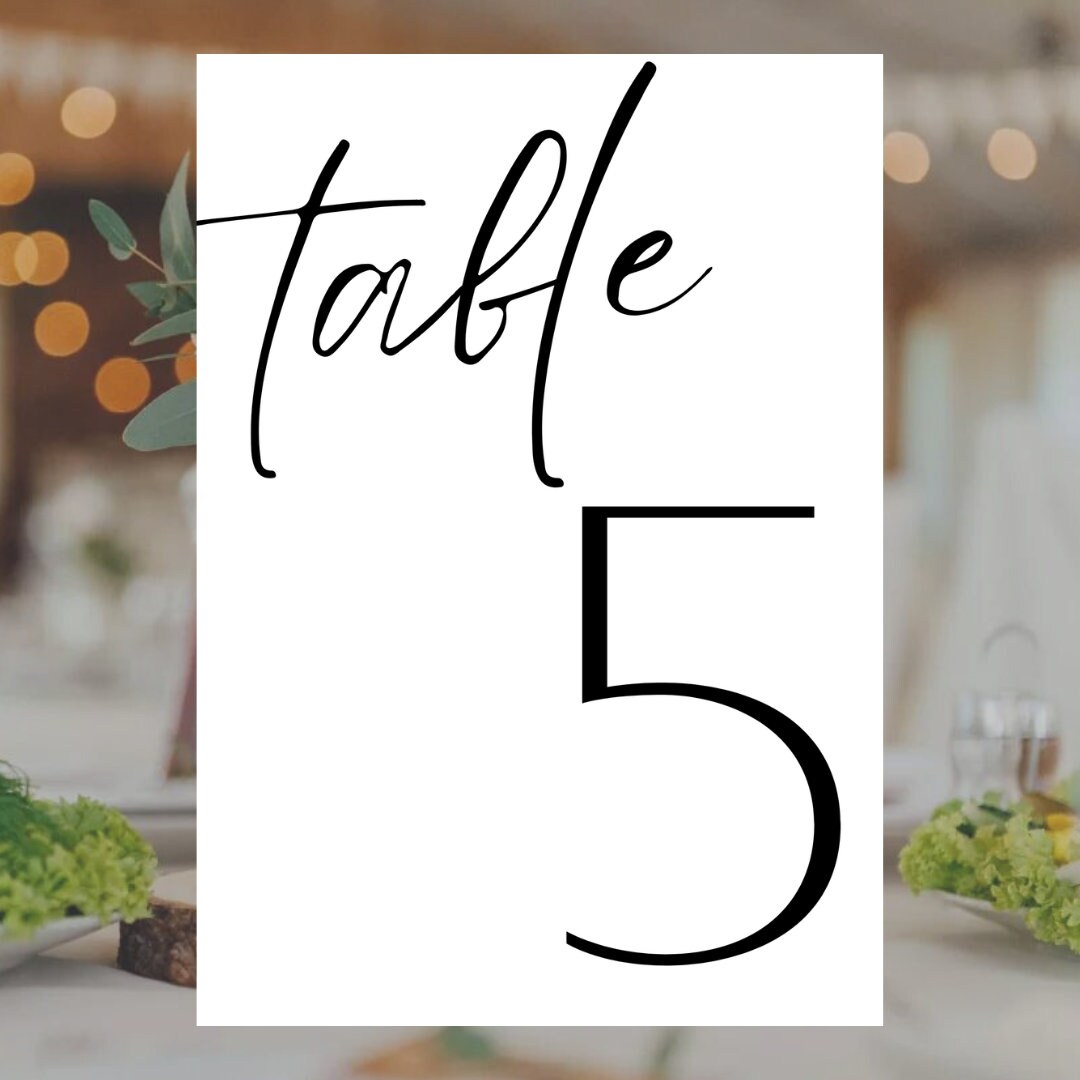 Wedding Table Numbers Printable Table Number Template - Etsy