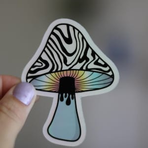 Holographic Mushroom Waterproof Vinyl Sticker | Waterbottle sticker | Laptop Sticker