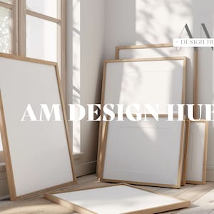Gallery Frame Mockup, Farmhouse Wooden Frame Set with Square, Vertical and Horizontal Displays