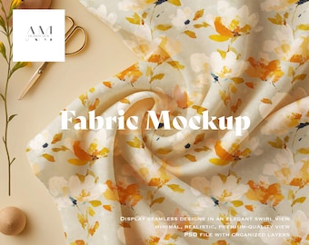 Cotton Fabric Mockup, Realistic Swirl Texture for Seamless Pattern and Surface Design Display