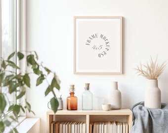 Scandinavian Frame Mockup, Mockup for 4x5 Ratio Art, Vertical Wood Frame, Framed Art on Wall, Interior Mockup, Realistic Modern Frame Mockup