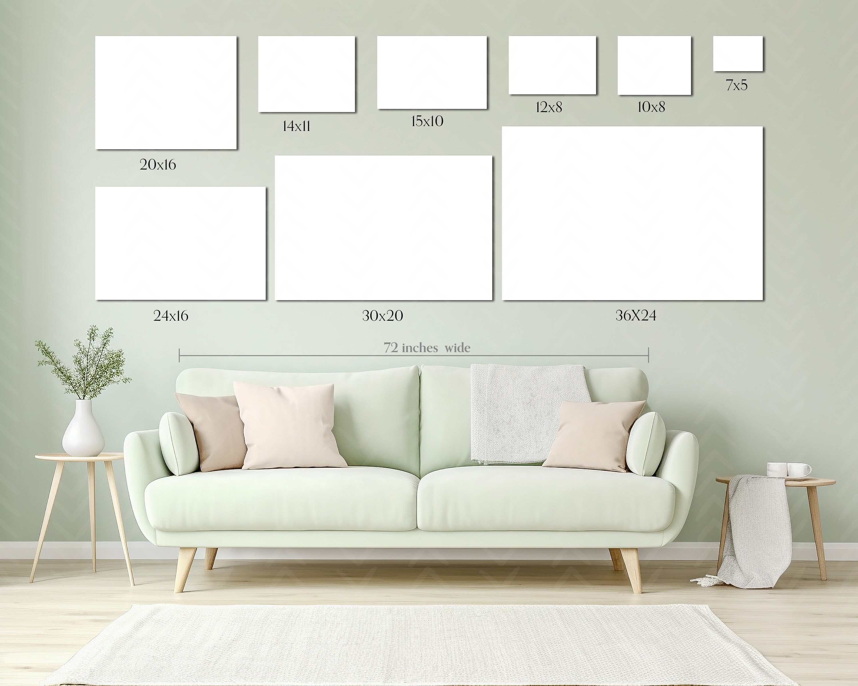Wall Art Size Guide Mockup Landscape Print Display Guide - Etsy