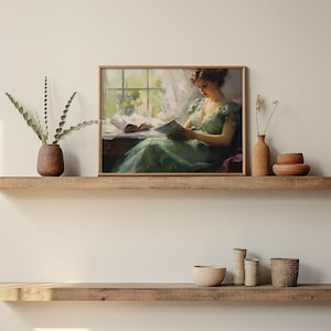 Horizontal Frame Mockup, Mockup for 4x3 Ratio Wall Art, 16x12 Boho Landscape Frame Mockup PSD, Framed Art on Shelf, Vintage Art Mockup