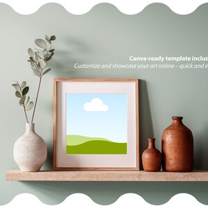 Square Frame Mockup, Shelf Frame for Art Print Display, Compatible with Canva and PSD image 3