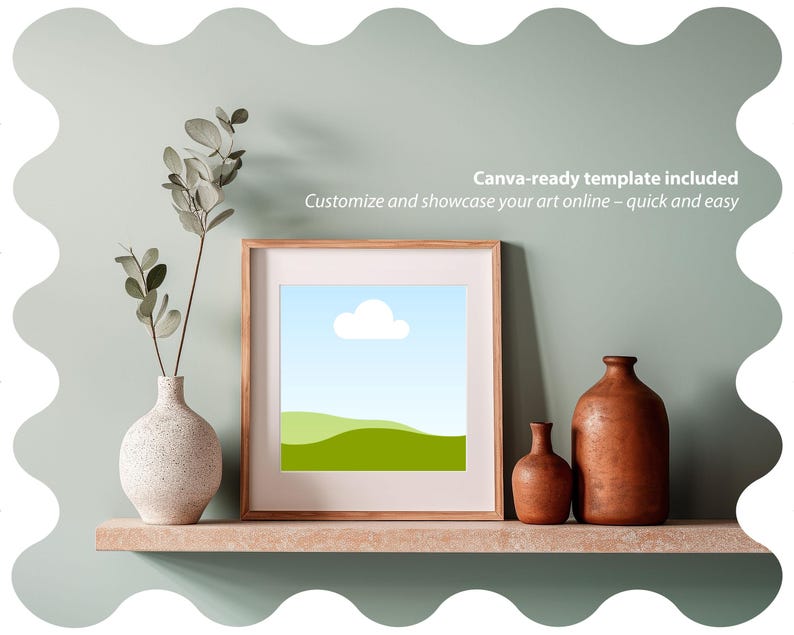 Square Frame Mockup, Shelf Frame for Art Print Display, Compatible with Canva and PSD image 3