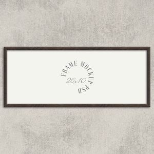 Panorama 26x10 Frame Mockup, 13x5 Panoramic Black Wooden Frame Mockup, Mockup Frame PSD, Horizontal Framed Art on Wall, Simple