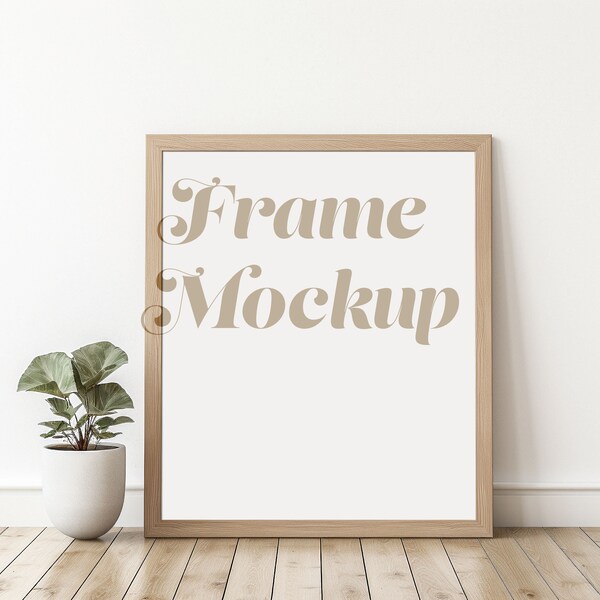 Rustic Frame Mockup PSD, 4x5 Vertical Wood Frame Mockup, Wall Art Mockup, Frame on Floor, Clean and Simple, 8x10, 16x20 Poster