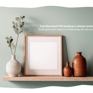 Square Frame Mockup, Shelf Frame for Art Print Display, Compatible with Canva and PSD image 2