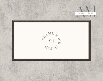Panoramic Frame Mockup, Black Frame for 2:1 Ratio Artwork Display