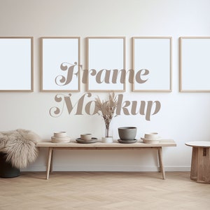 Gallery Frame Mockup, Frame Set of 5, Gallery Wall Mockup, for 2:3 Aspect Ratio Painting Art, Scandinavian, Illustration Photo Poster Mockup