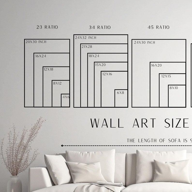 Wall Art Size Guide Frame Display Size Guide Vertical Poster - Etsy