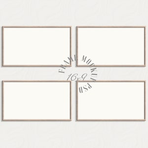 Frame TV Mockup, TV Frame Mockup Set of 4, Four Wood Frame TV Mockup, Minimalist Simple, Mockup for Digital tv Art, Smart Object