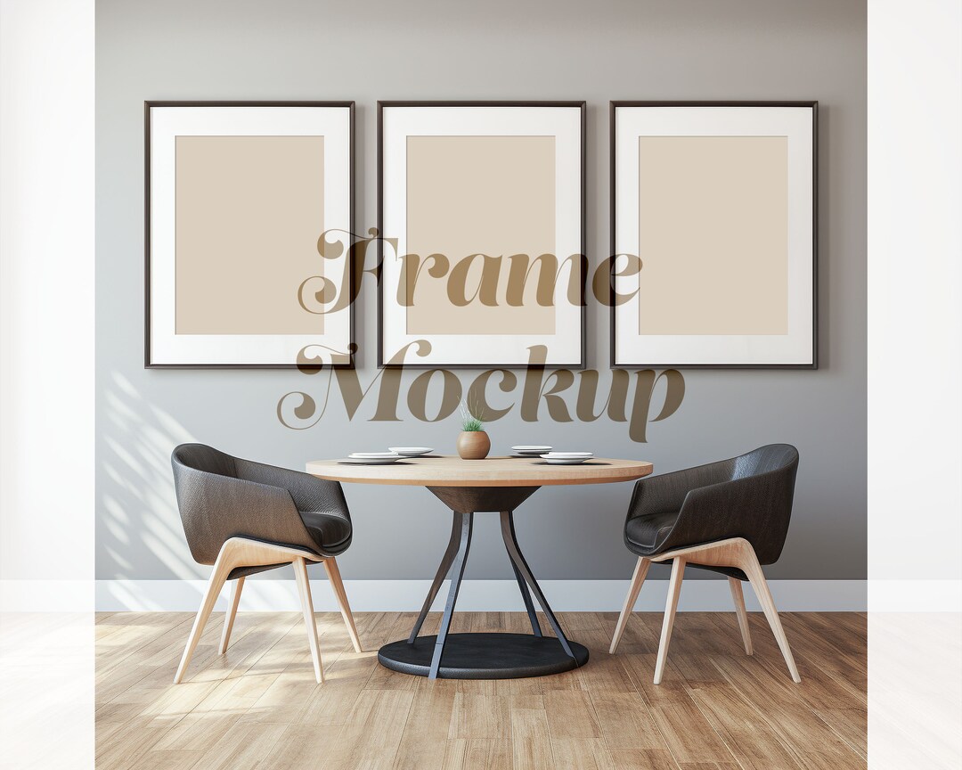 Black Frames Mockup, Wall Art Size Mockup, Three Poster Frame Mockup ...