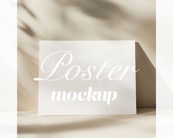 Poster Mockup, Horizontal 3:4 Ratio Wall Art Mockup, Neutral Paper Stationary Mockup