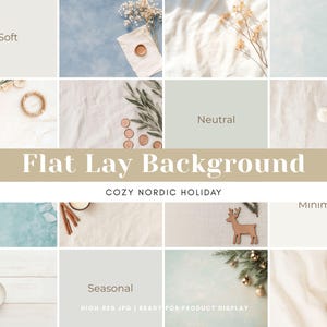 Flat Lay Mockup Collection, Winter Holiday Flat Lay Mockup Backgrounds Bundle, Festive Desk Scene Mockup, 35 JPG Files