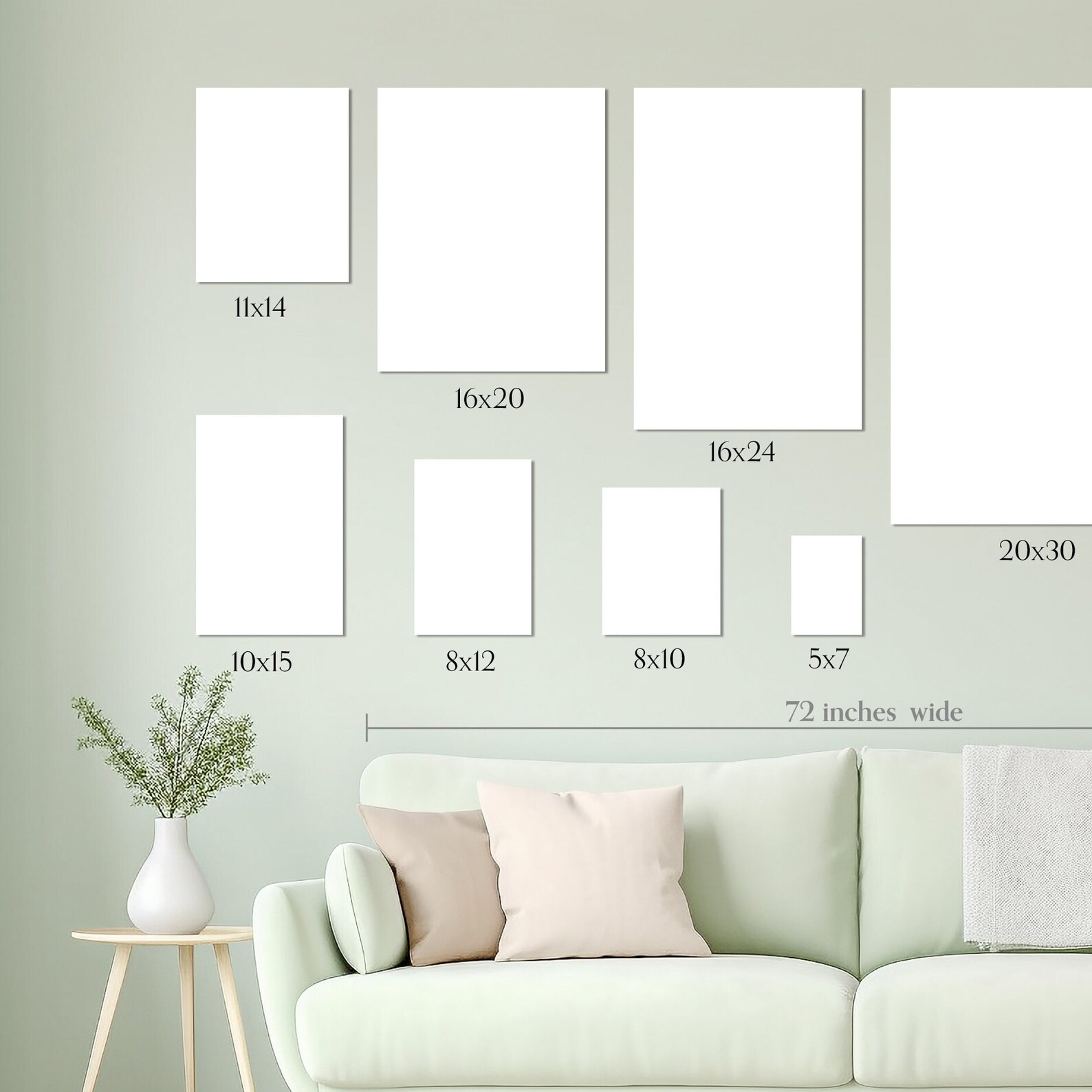 Wall Art Size Guide Mockup, Poster Mockup Template, PSD & JPG - Etsy