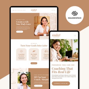 Modèle Squarespace 7.1 Soulset Coaching : site Web moderne pour entraîneurs - Guide PDF inclus