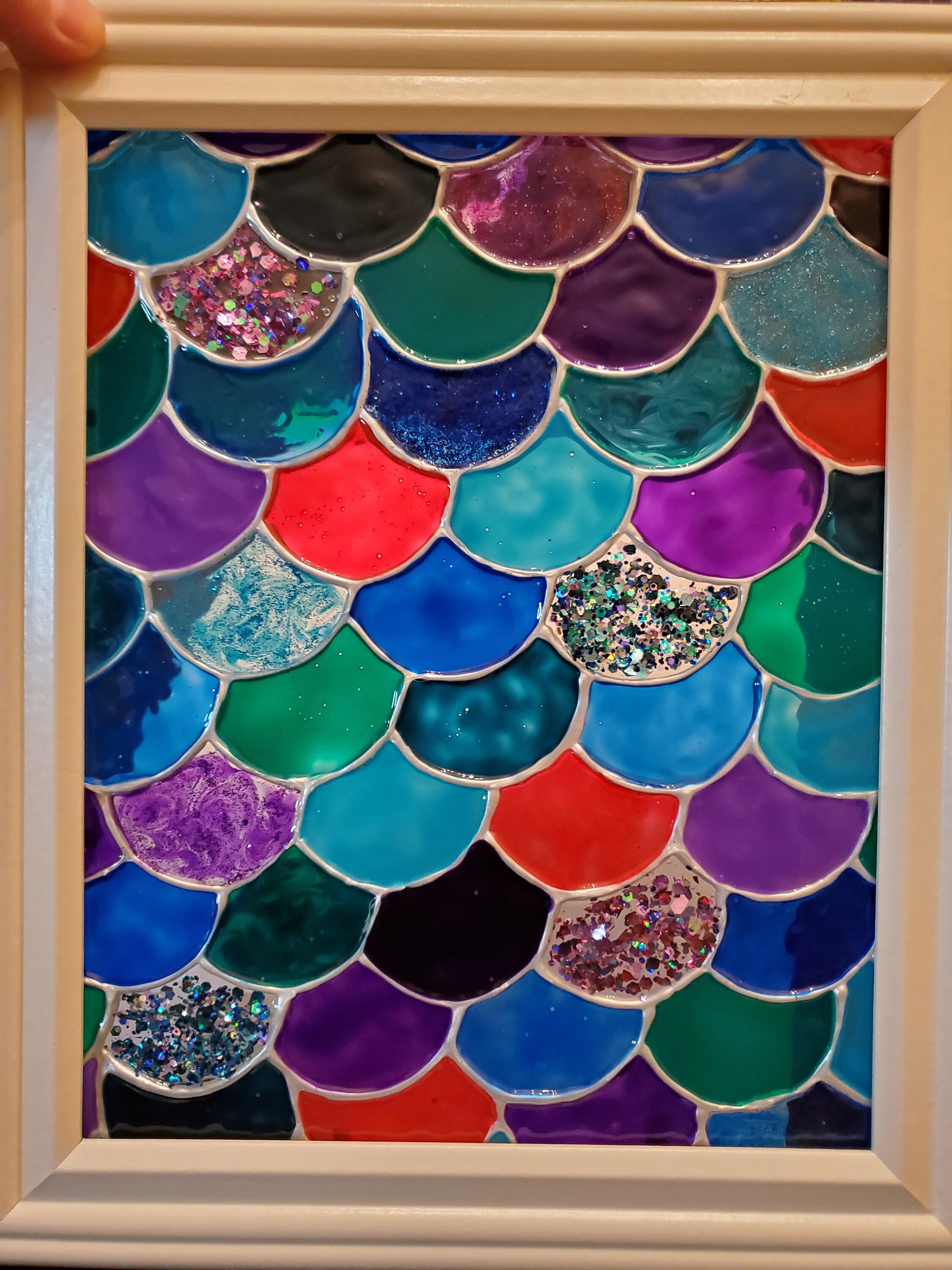 Mermaid Scale Stained Glass Handmade Art Etsy