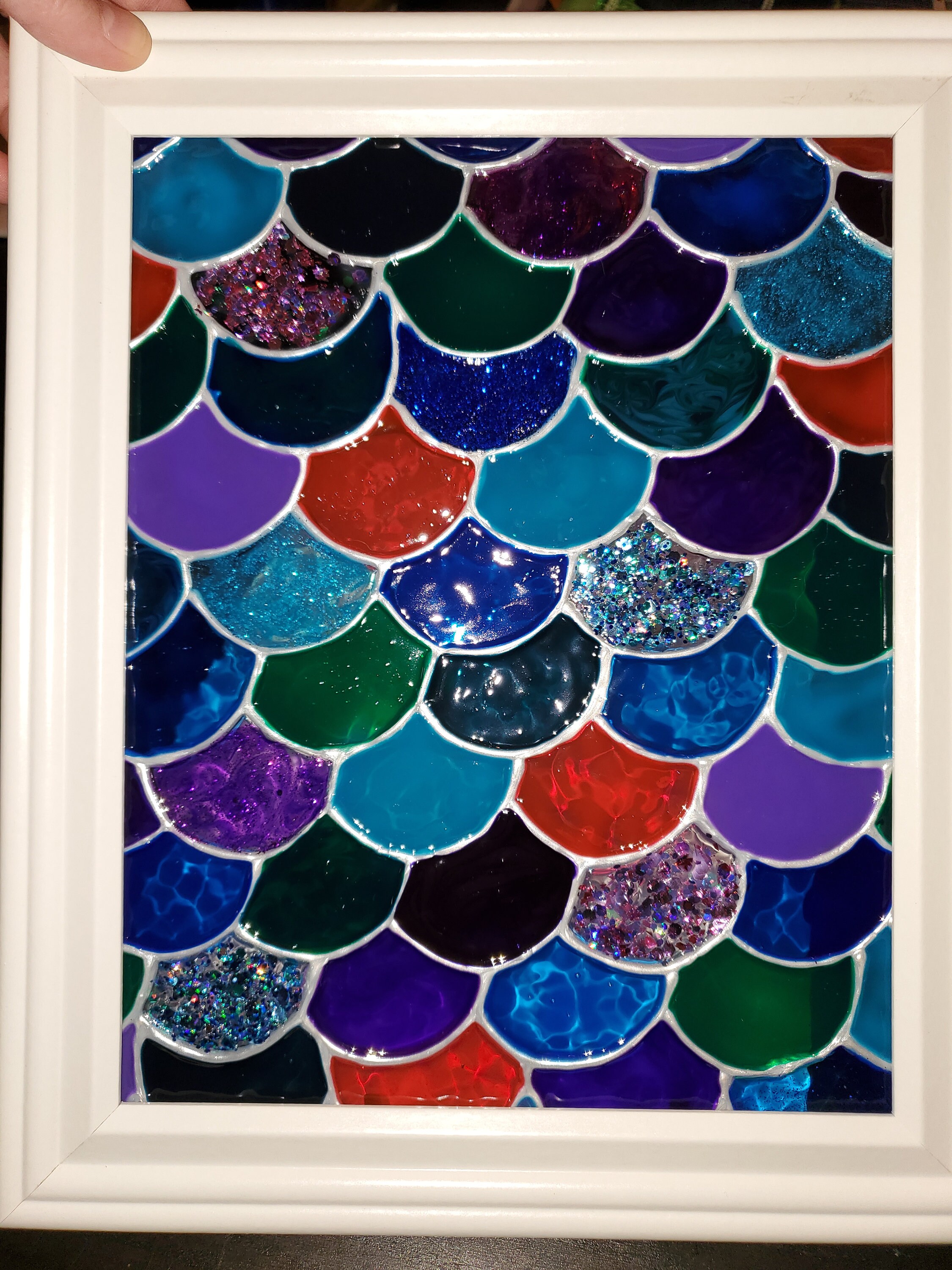 Mermaid Scale Stained Glass Handmade Art Etsy