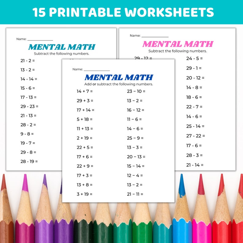 Printable Addition and Subtraction Practice Tests Practice - Etsy